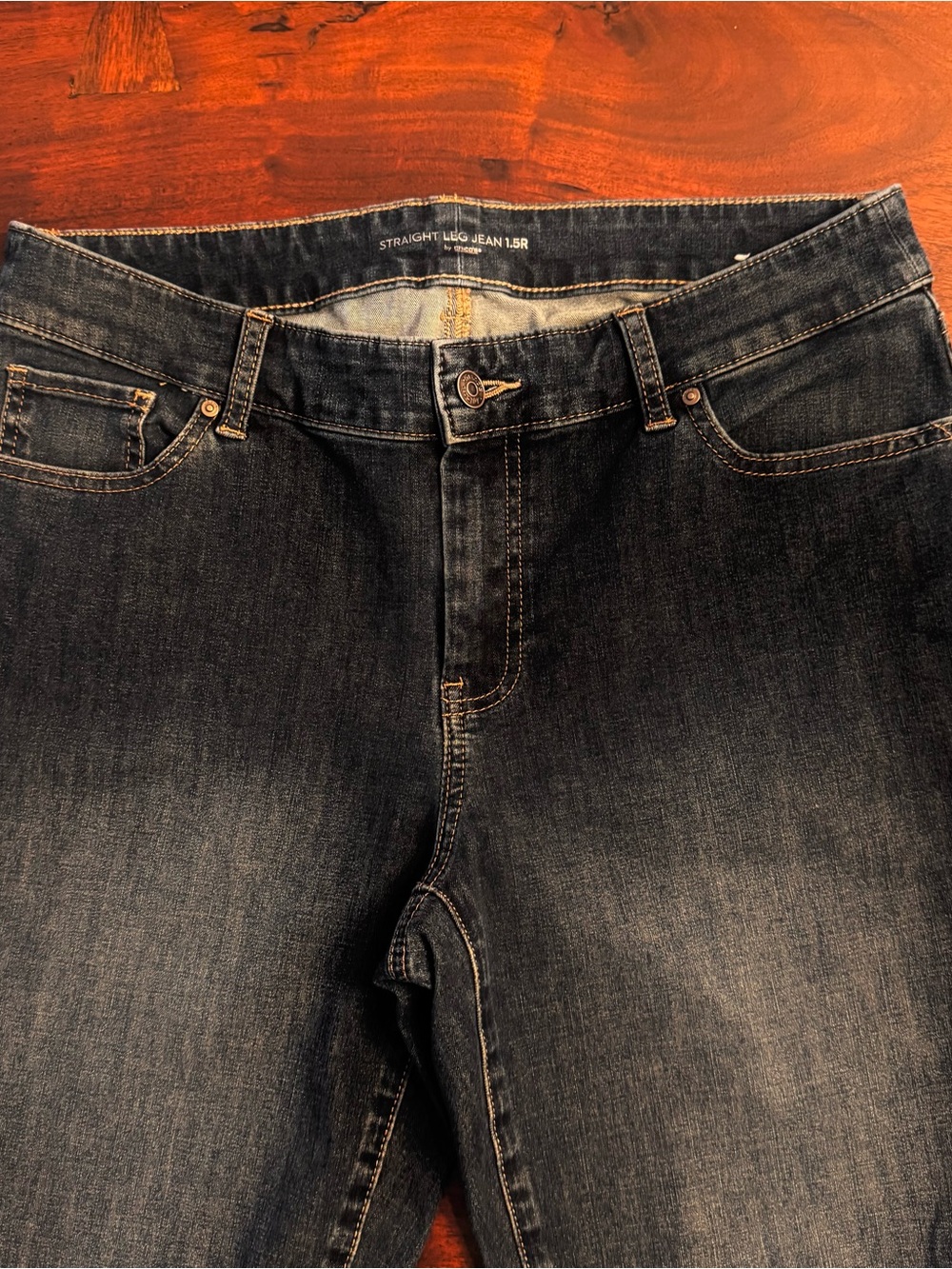 Chico's Women's Straight Leg Jeans in Dark Blue Wash